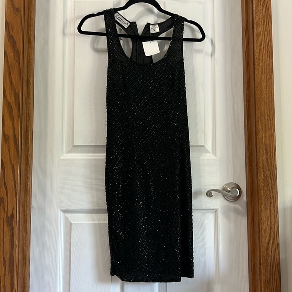 NWT Ibiza black 100% silk beaded dress in size small - Picture 1 of 8